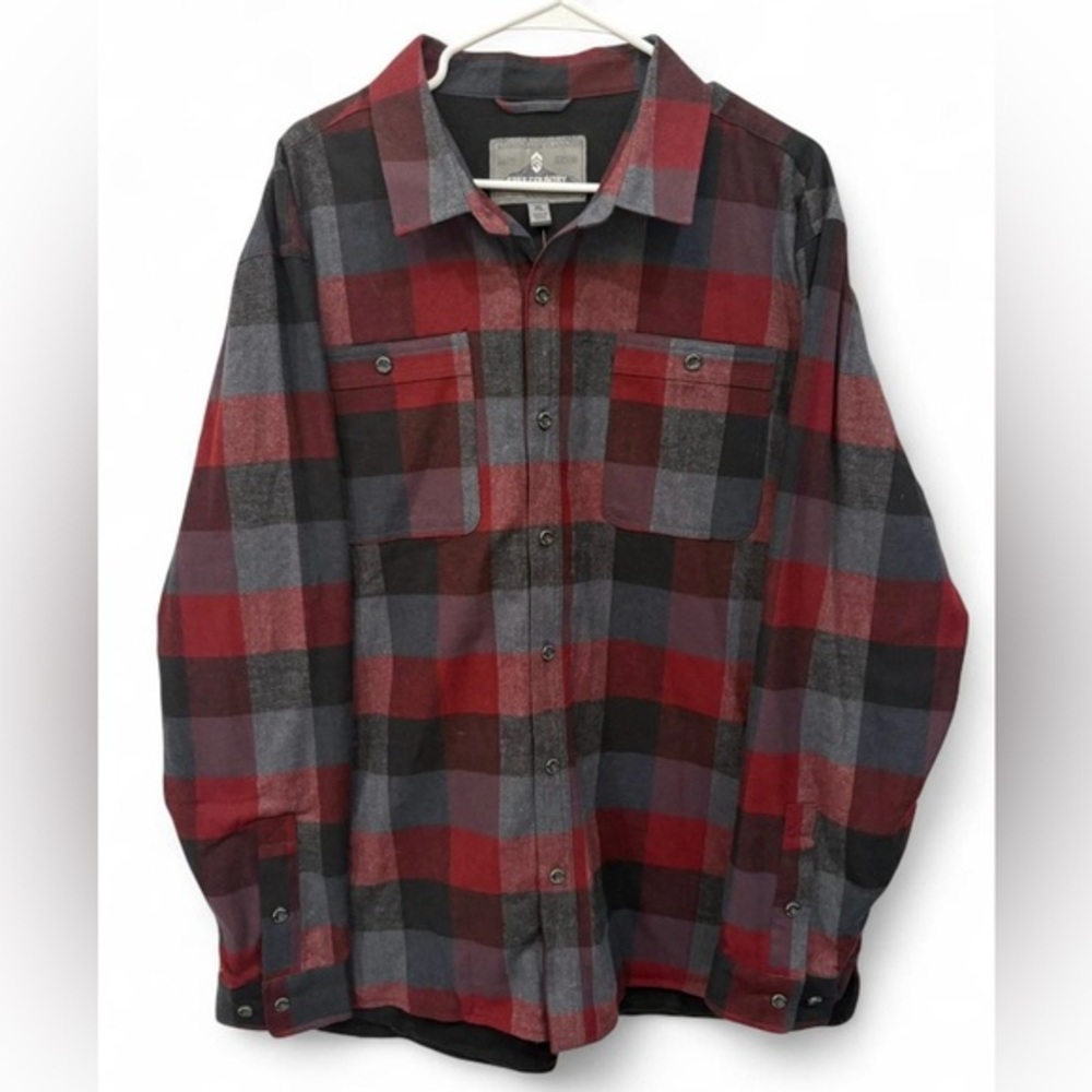 NWT! Men's Free Country Plaid Button Down Adirondack Flannel XL Comfort Warm Red